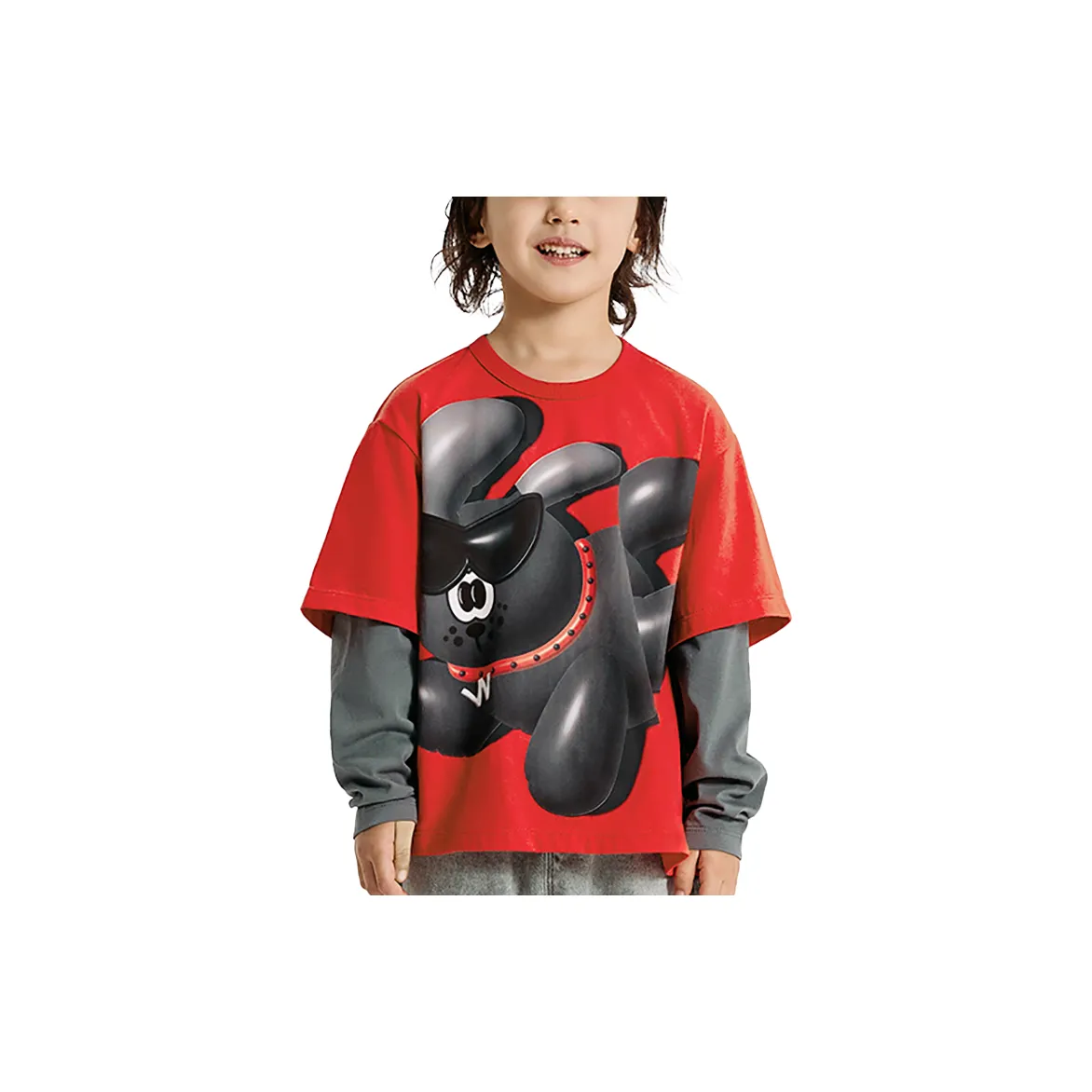 Woobaby T-рубашка SS25 Magma красный собака для детей 3-7 лет