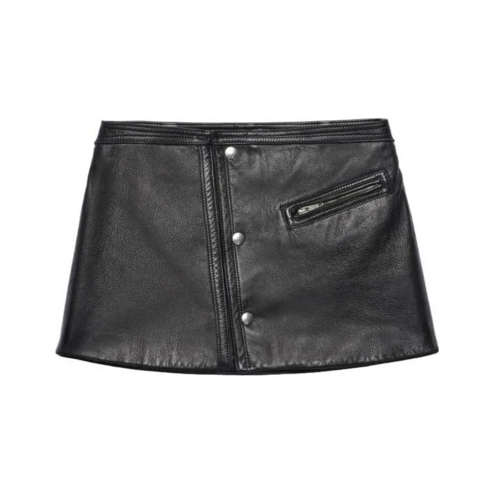 PRADA Leather Short Skirts Women's Black