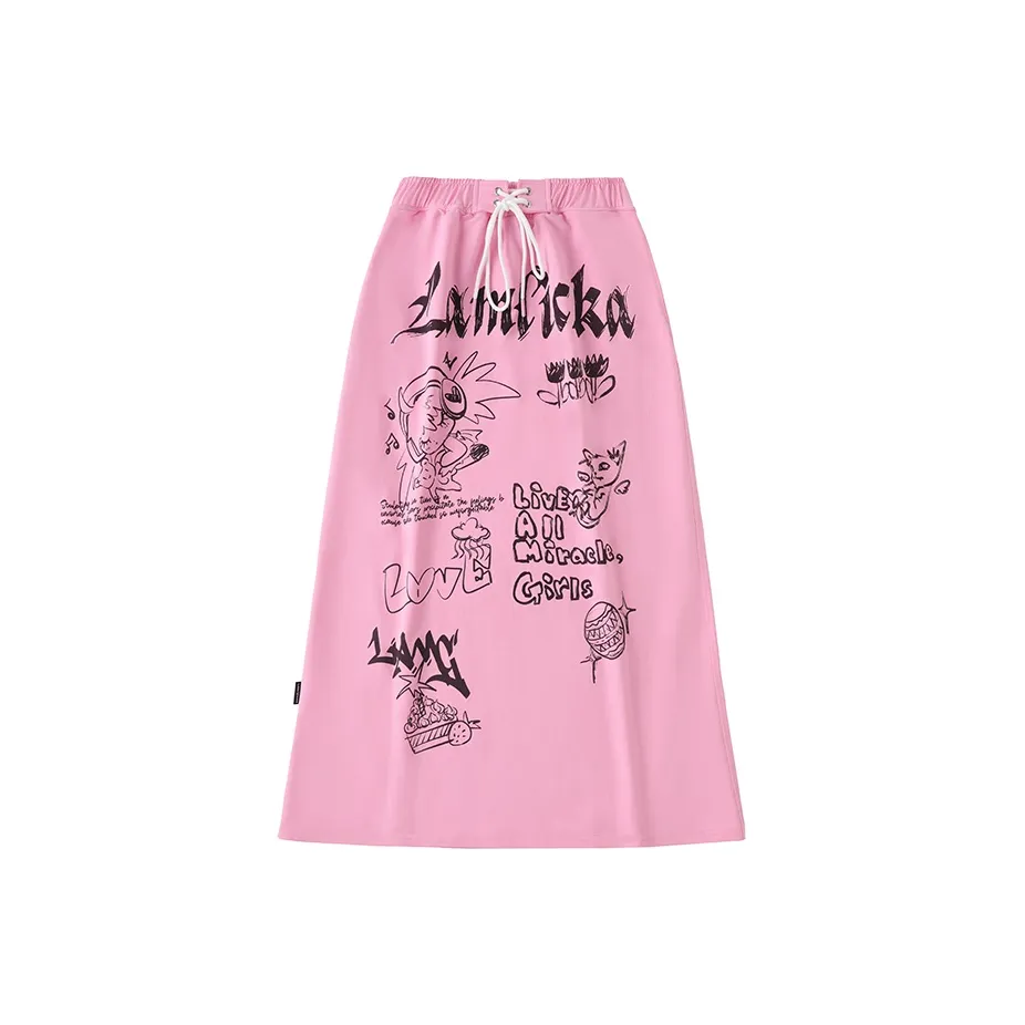 LAMLICKA Повседневный Длинный Юбка Женские Розовый