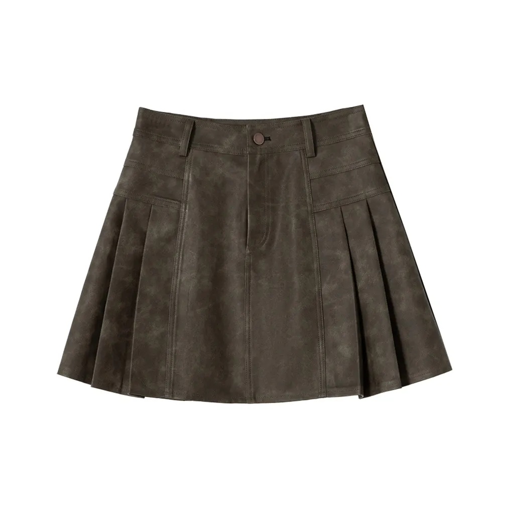 SOON FLOWER Кожаные короткие юбки Женские Темно-коричневый