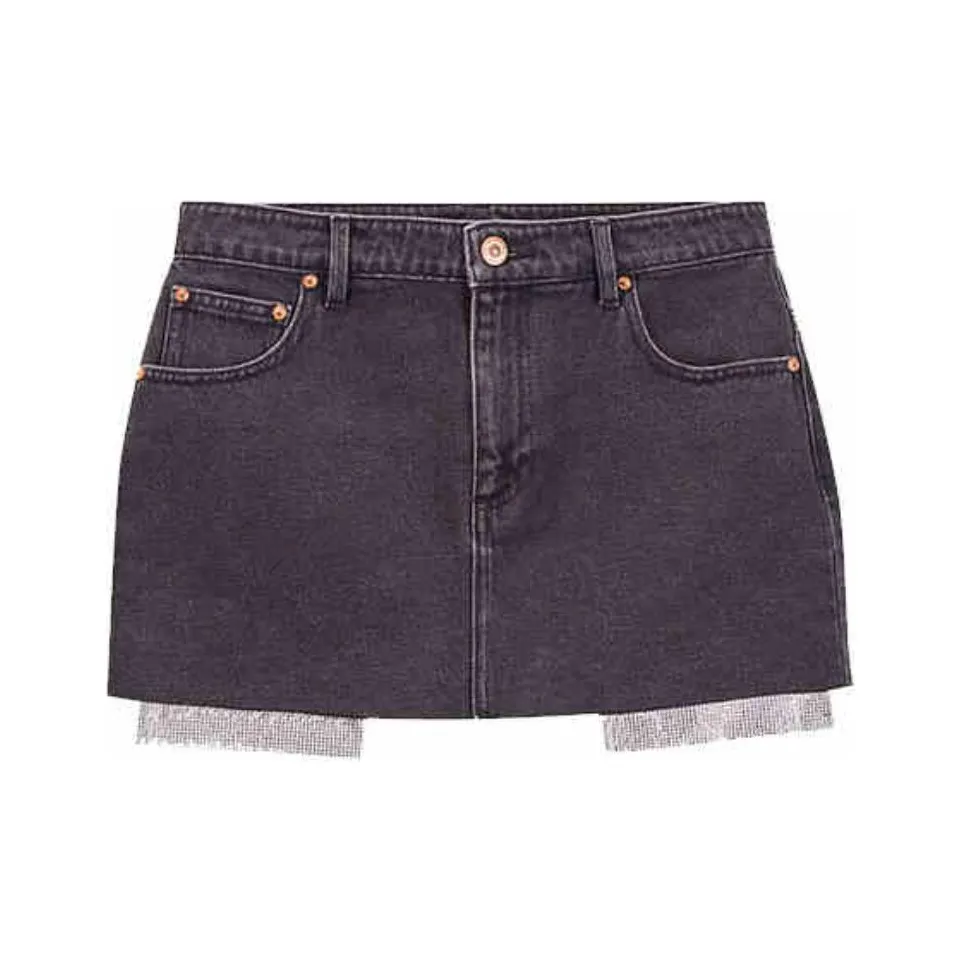 Ed Hardy FW24 Denim Short Skirts Women's Black