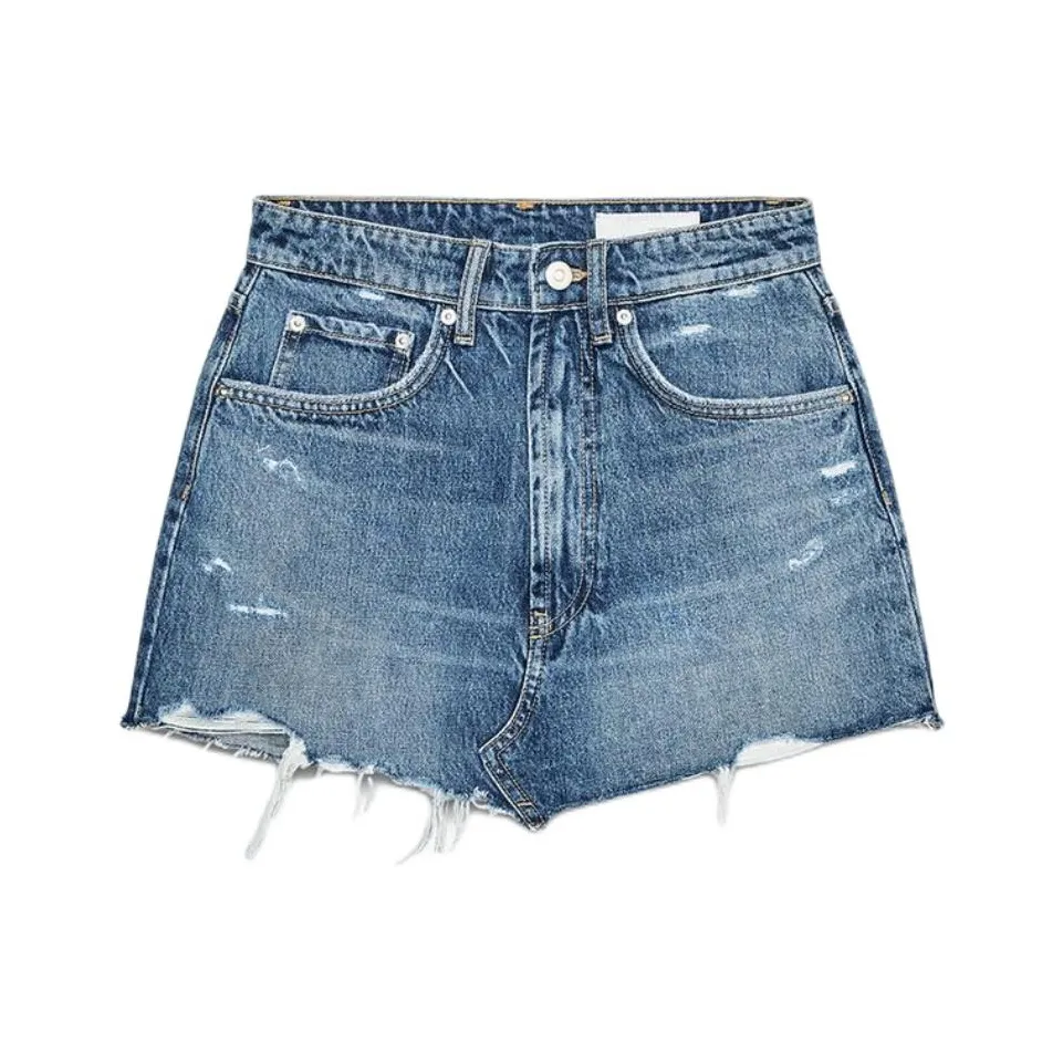 ZARA Trf Джинсовые короткие юбки Женские Морской синий