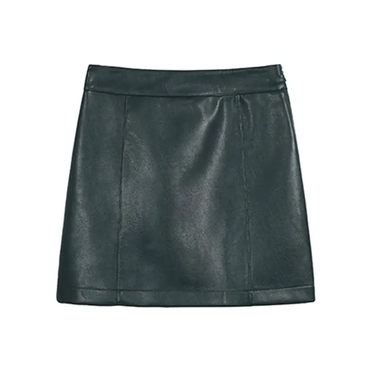 PZGE Кожаные короткие юбки женские зеленые
