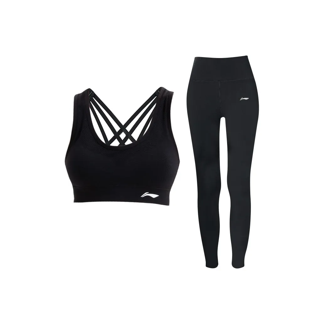 Лайнер Fitness Комплект Женский Черный Топ Черные Йога Штаны