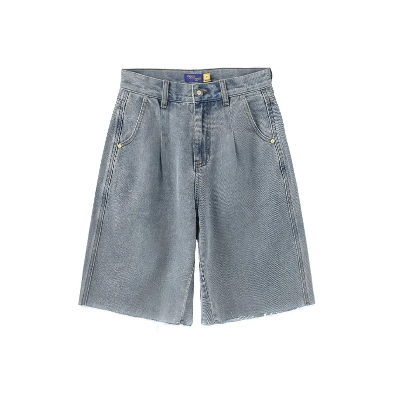 Wiggle Wiggle Heart Logo Embroidery Frayed Edge Denim Shorts Women's