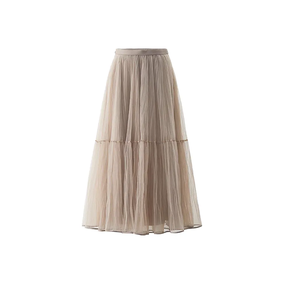 SYEEE WITH U Повседневный Длинный Юбка Женские Дикий Голубино-серый