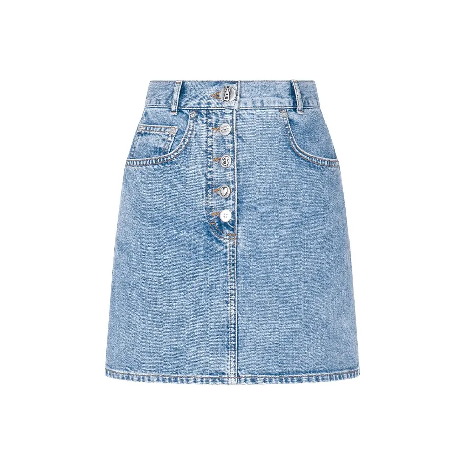 MOSCHINO Джинсовые короткие юбки Женские Деним Синий