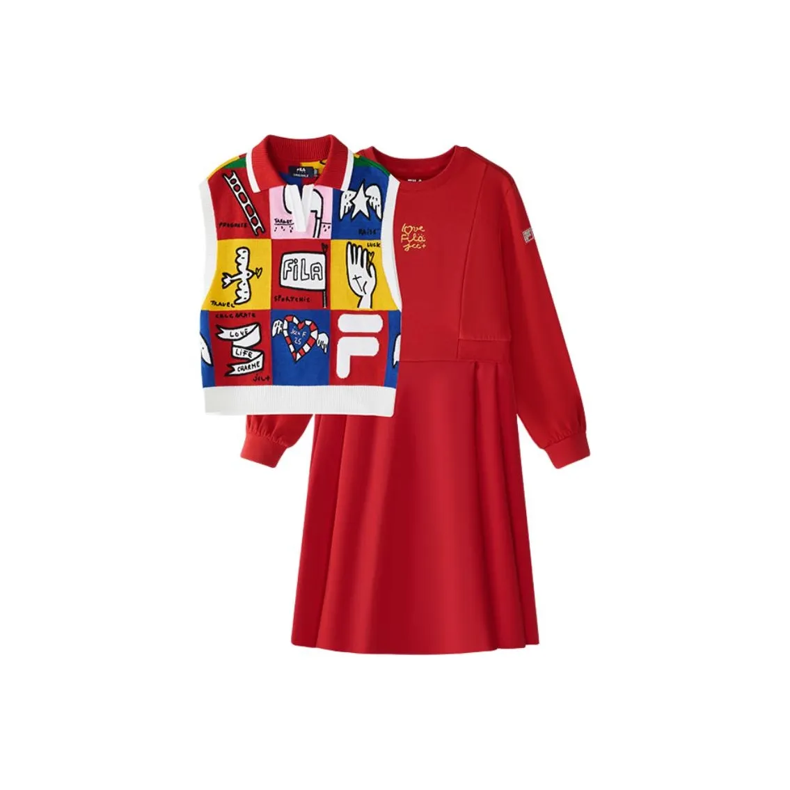 Подростки FILA KIDS x Jean Charles DE CASTELBAJAC Комплект с юбкой Легенда Красный