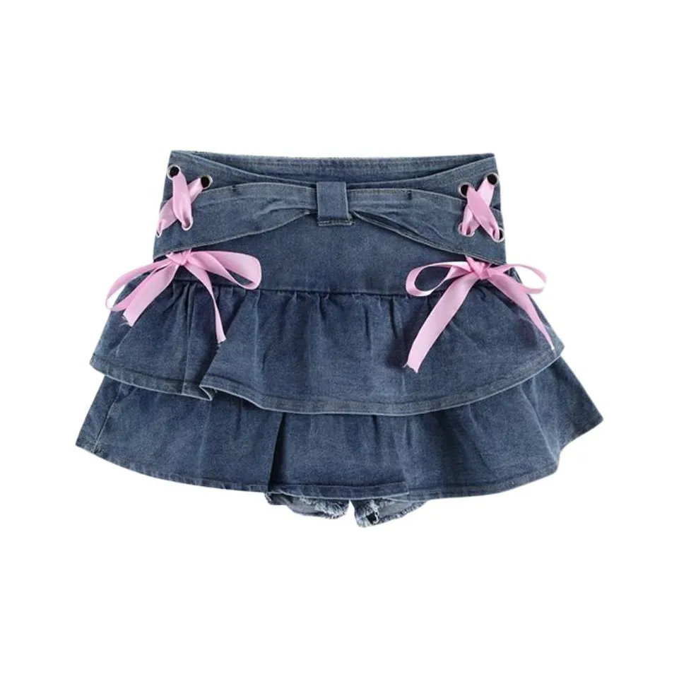 BVODE Denim Short Skirts Women's Space Blue