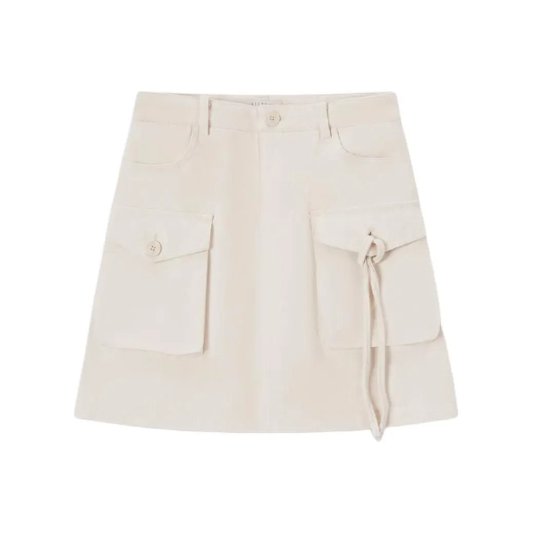 EICHITOO Карго Юбки Короткие Женские Натуральный Белый