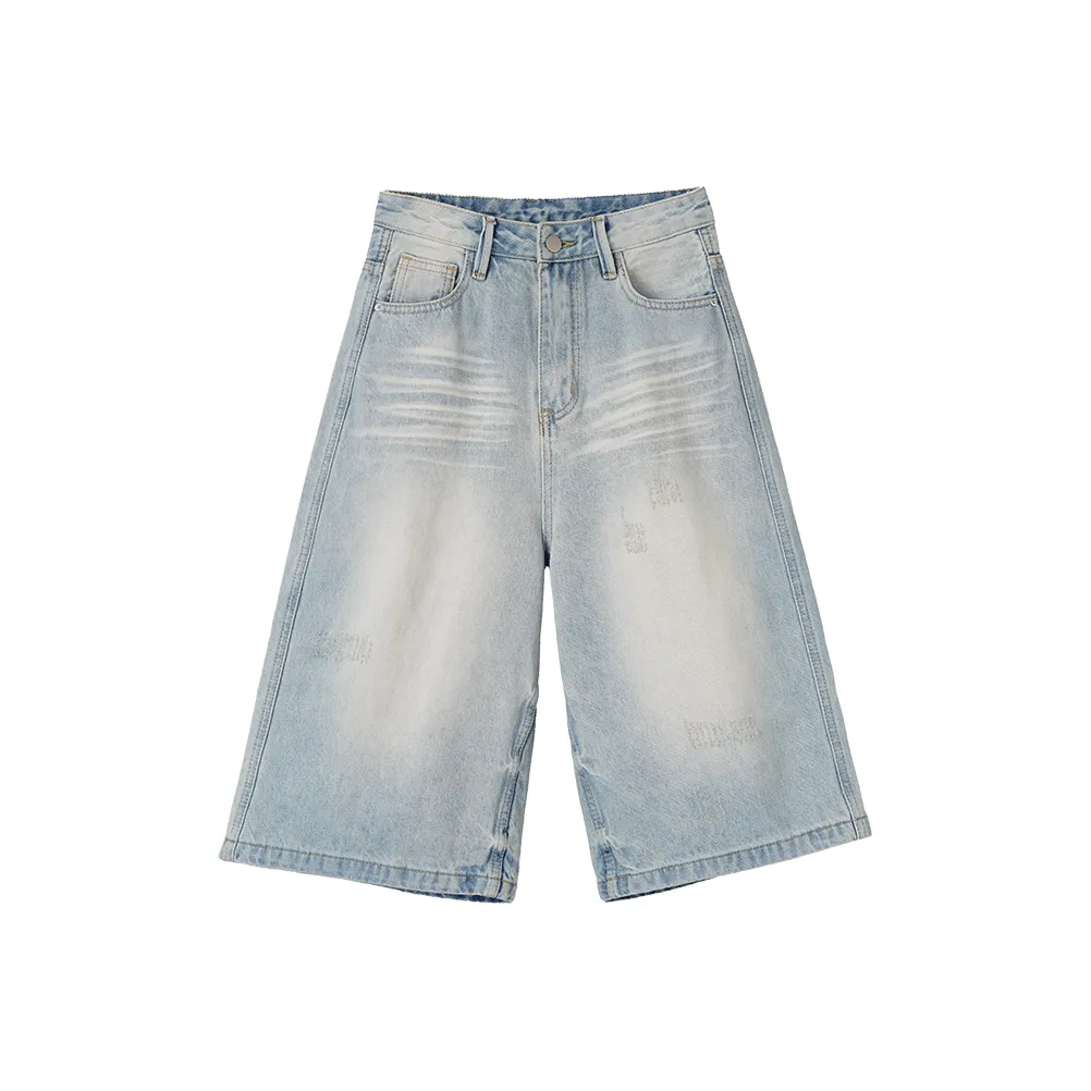 SHIJI Джинсовые шорты Женские YC8336 Светло-синие Капри Штаны