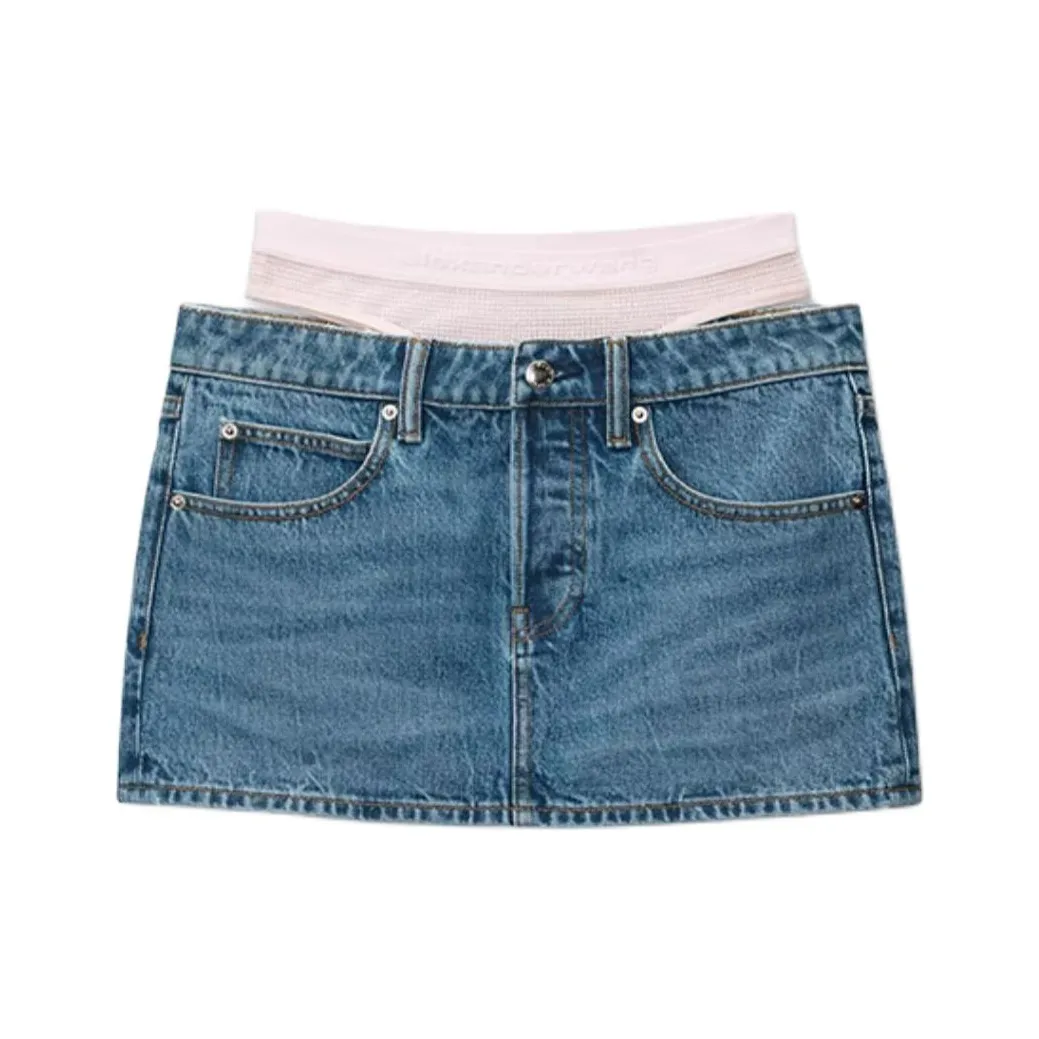 Alexander Wang FW24 Джинсовые короткие юбки Женские Винтаж Индиго