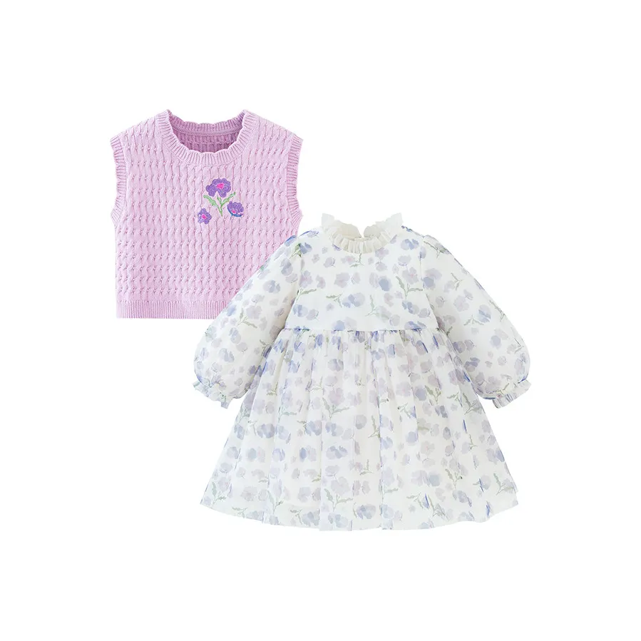 Детский комплект Mini Bala для детей 3-7 лет юбка фиолетово-белого цвета