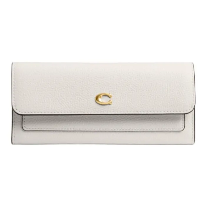 COACH Leather Wallet Small Size Women's White