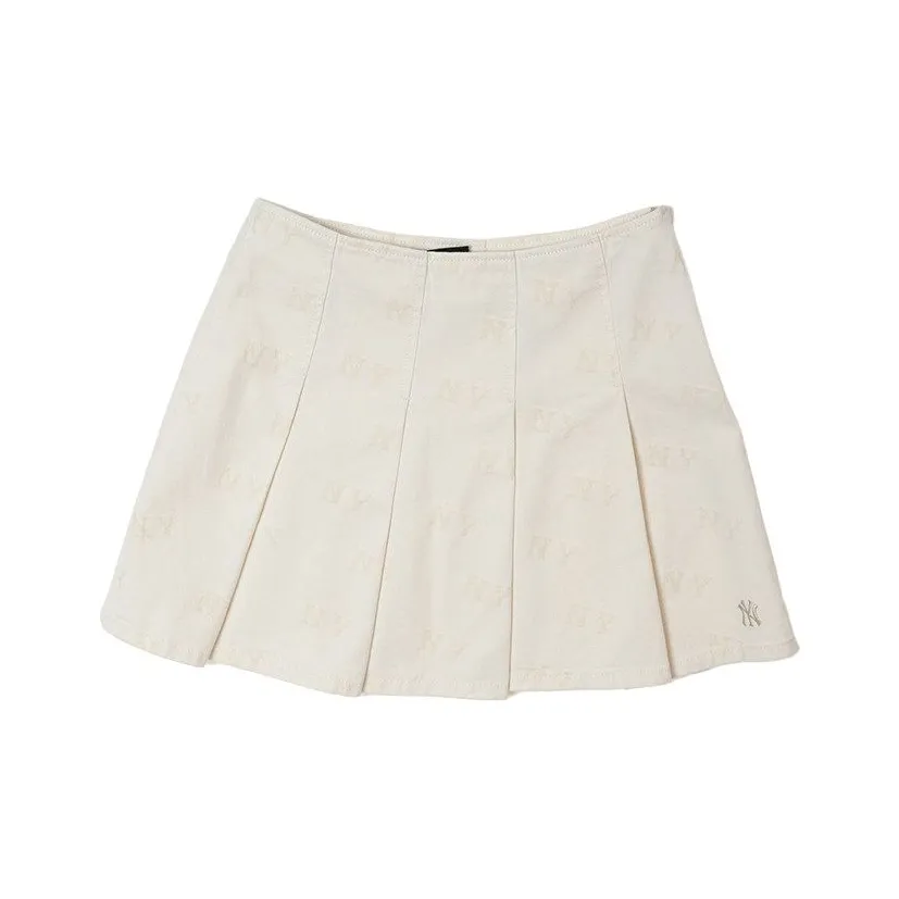 Mlb Base Logo New York Yankees Джинсовые короткие юбки Женские Темный крем