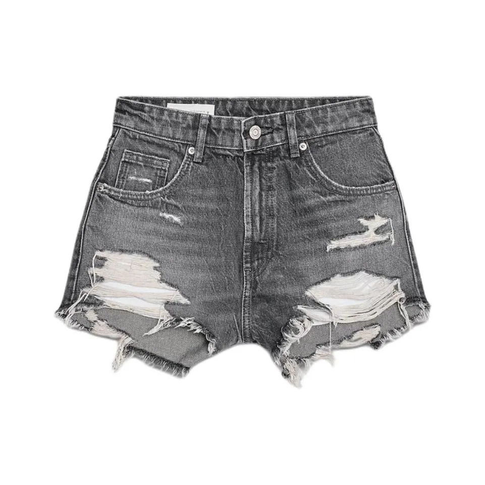 ZARA Trf Джинсовые шорты Женские Светло-серый