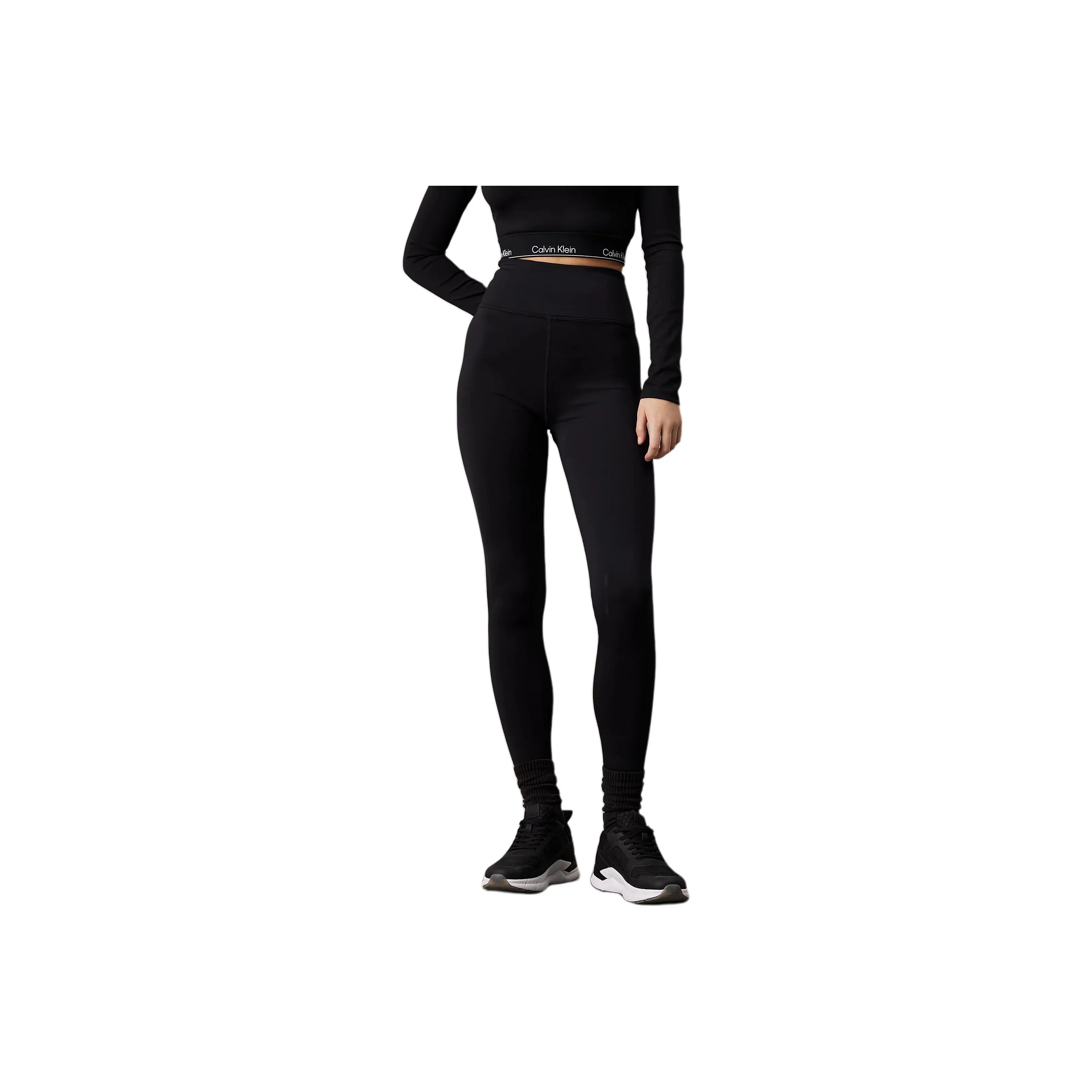 CALVIN KLEIN Logo Gym Leggings Sports Pants Women's Black