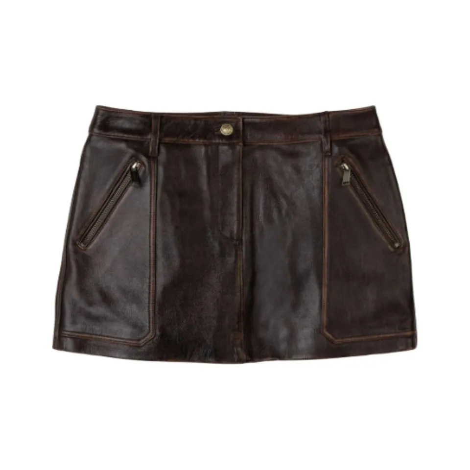 MICHAEL KORS Кожаные короткие юбки Женские Коричневый