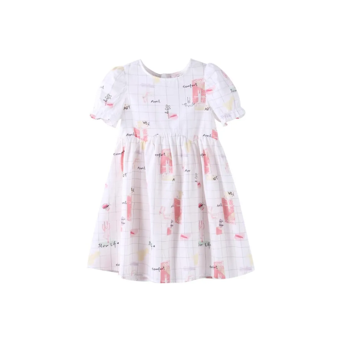 Annil Платье Белый с узором Подростки