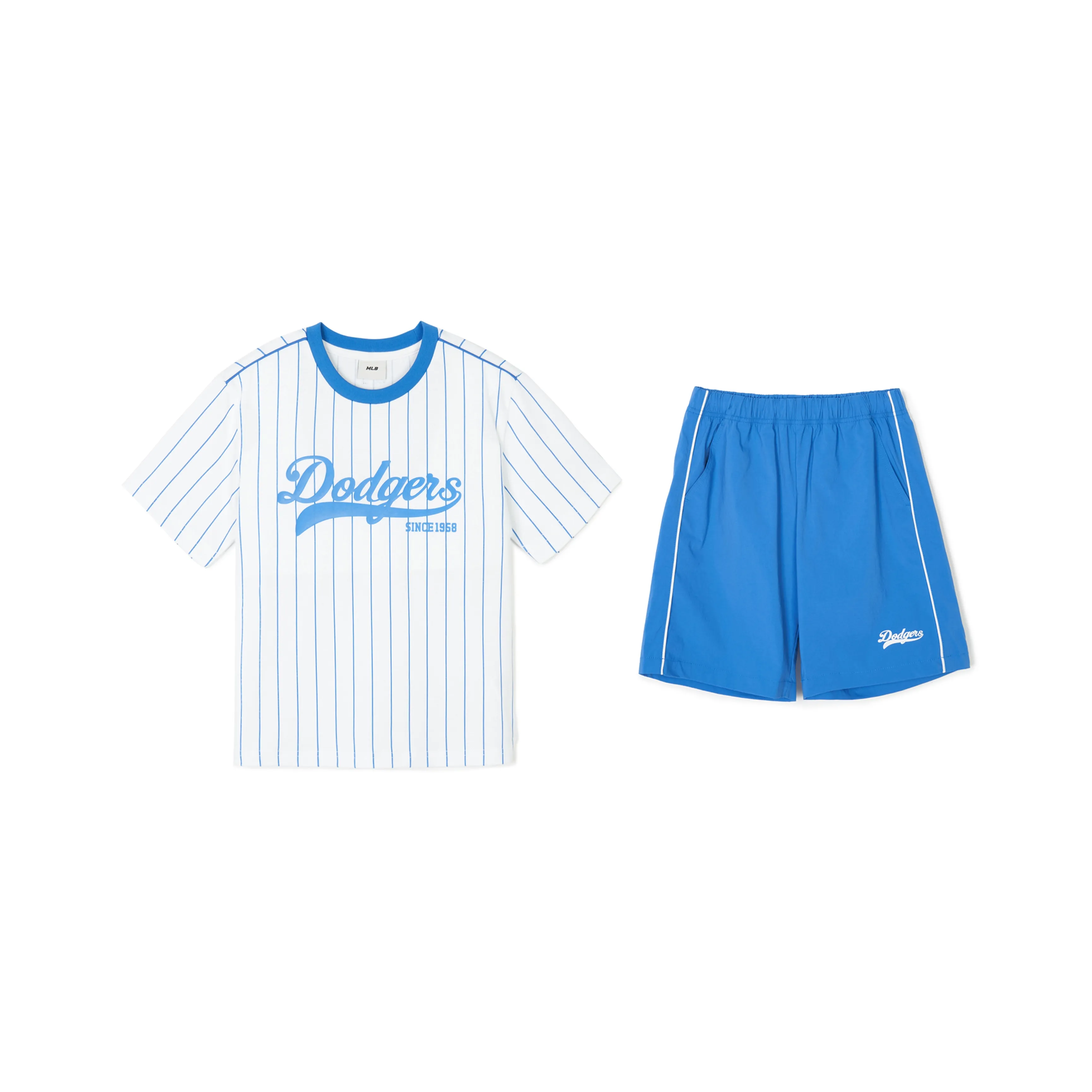 Mlb Base Logo Круглый вырез Короткий рукав T-рубашки с прямым кроем Шорты для повседневной спортивной одежды Синий Детский