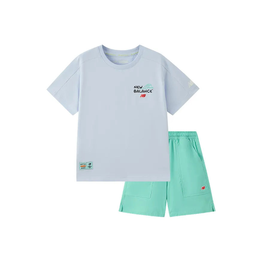 New Balance совместный бренд Повседневная спортивная одежда Светло-синий Дети 3-7 лет