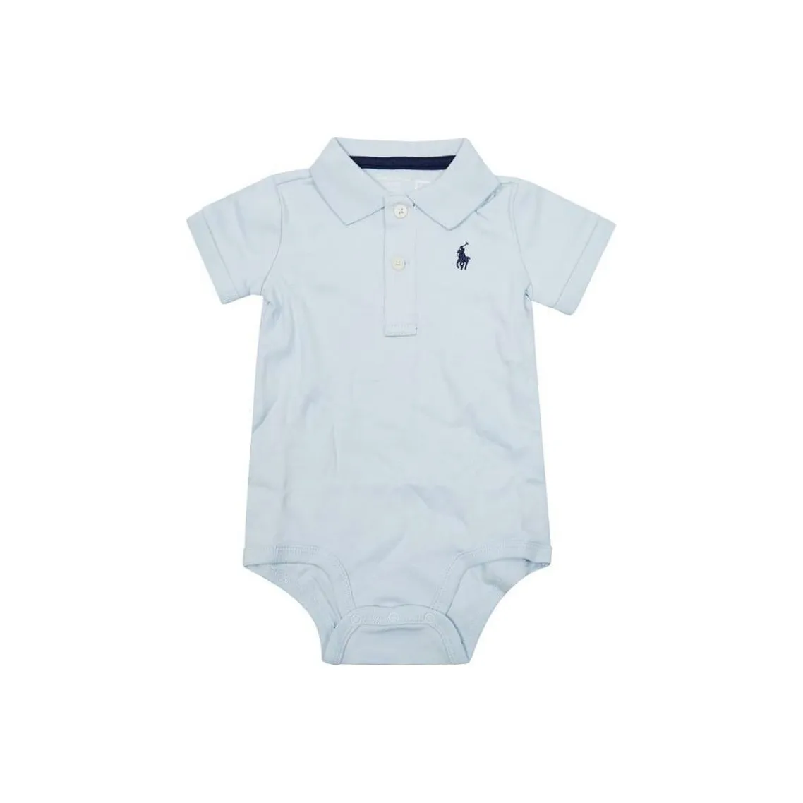 Polo Ralph Lauren Детская одежда Однотонный Пуговица Логотип Короткий рукав Треугольник Светло-синий Младенец Детский