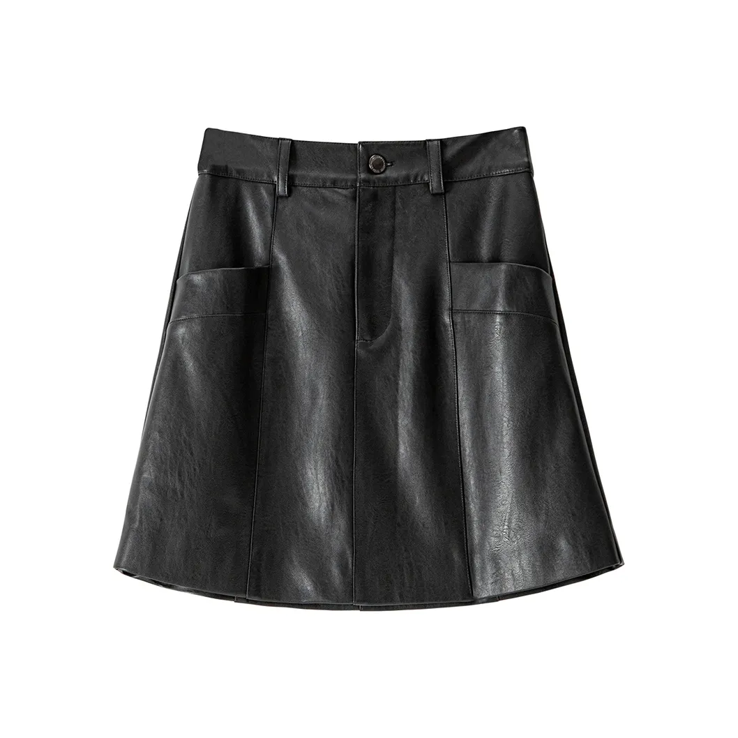 BANANA CICI Кожаные короткие юбки Женские Черный