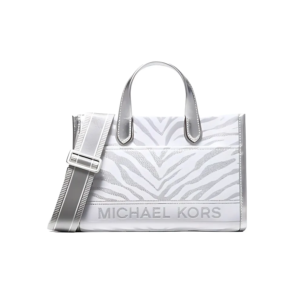 MICHAEL KORS Gigi Cotton Handbag, Crossbody Bag Trumpets Women's Silver Multicolor