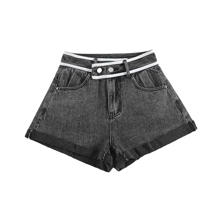 FAWENXIANGZI Denim Shorts Women's Smoke Gray