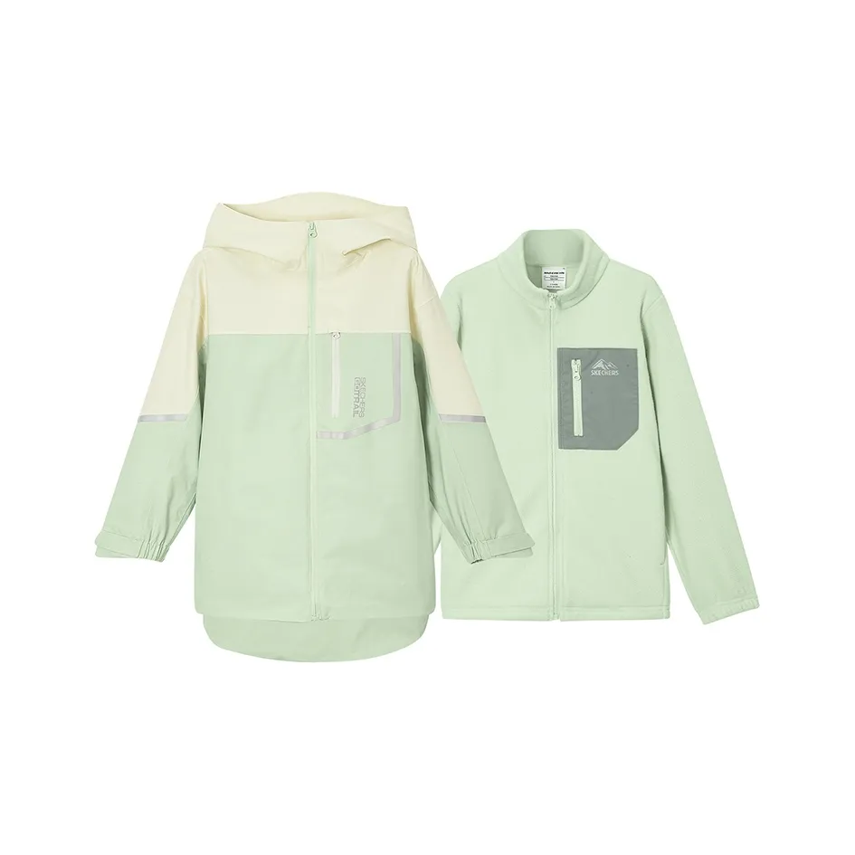 Skechers Ветровка Светло-Серый Зеленый Подростки