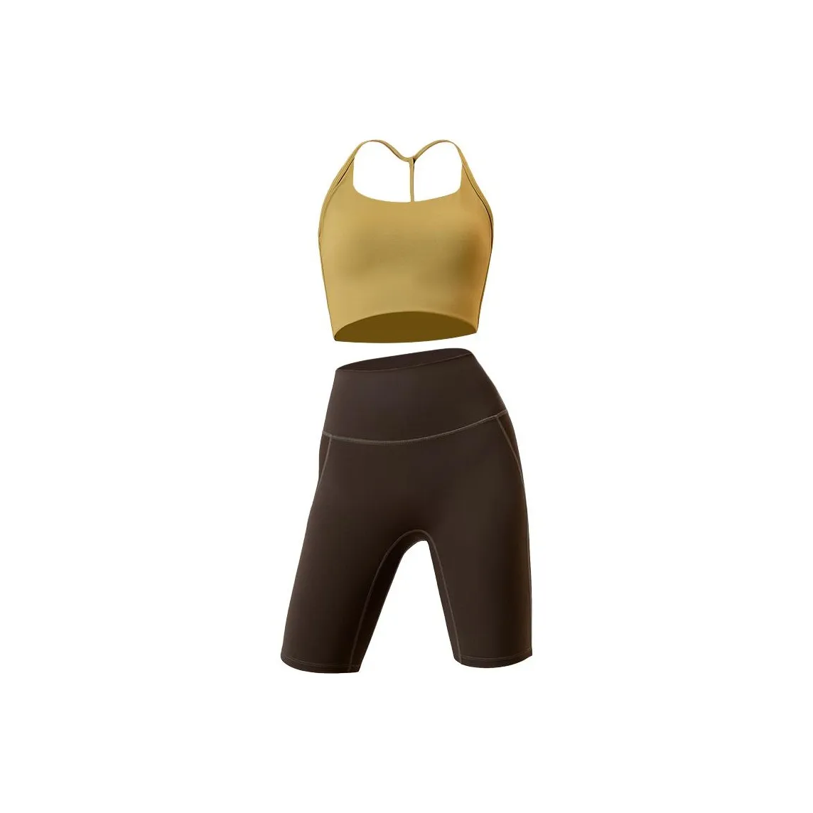 Meesu Фитнес Комплект Женский Тундра Зеленый + Мокка Мусс Двухкомпонентный Комплект [Интегрированная Чашка]