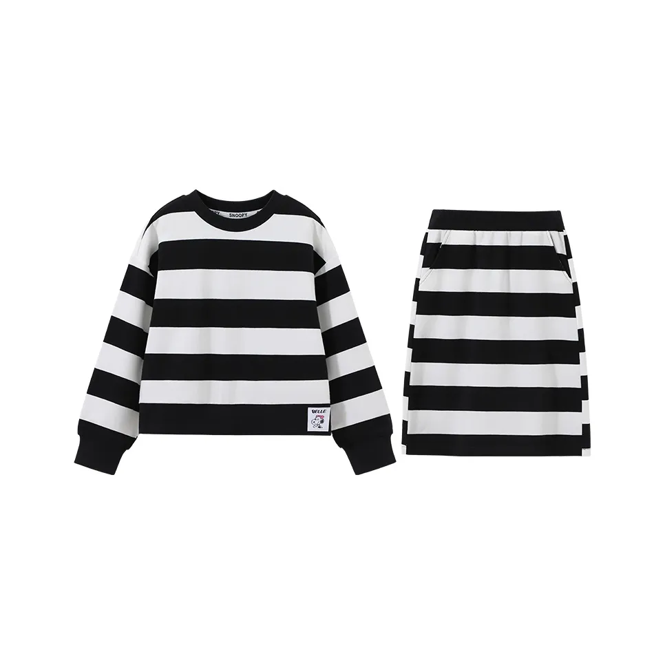 SNOOPY Комплект с юбкой Черно-белые полосы Подростки