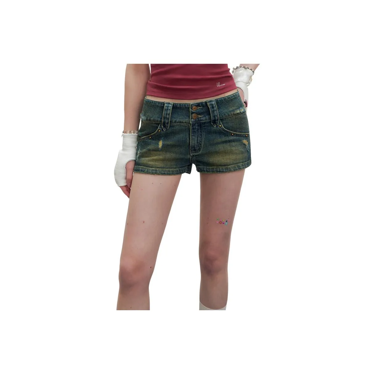 UNIFREE Джинсовые шорты Женские Винтажные синие