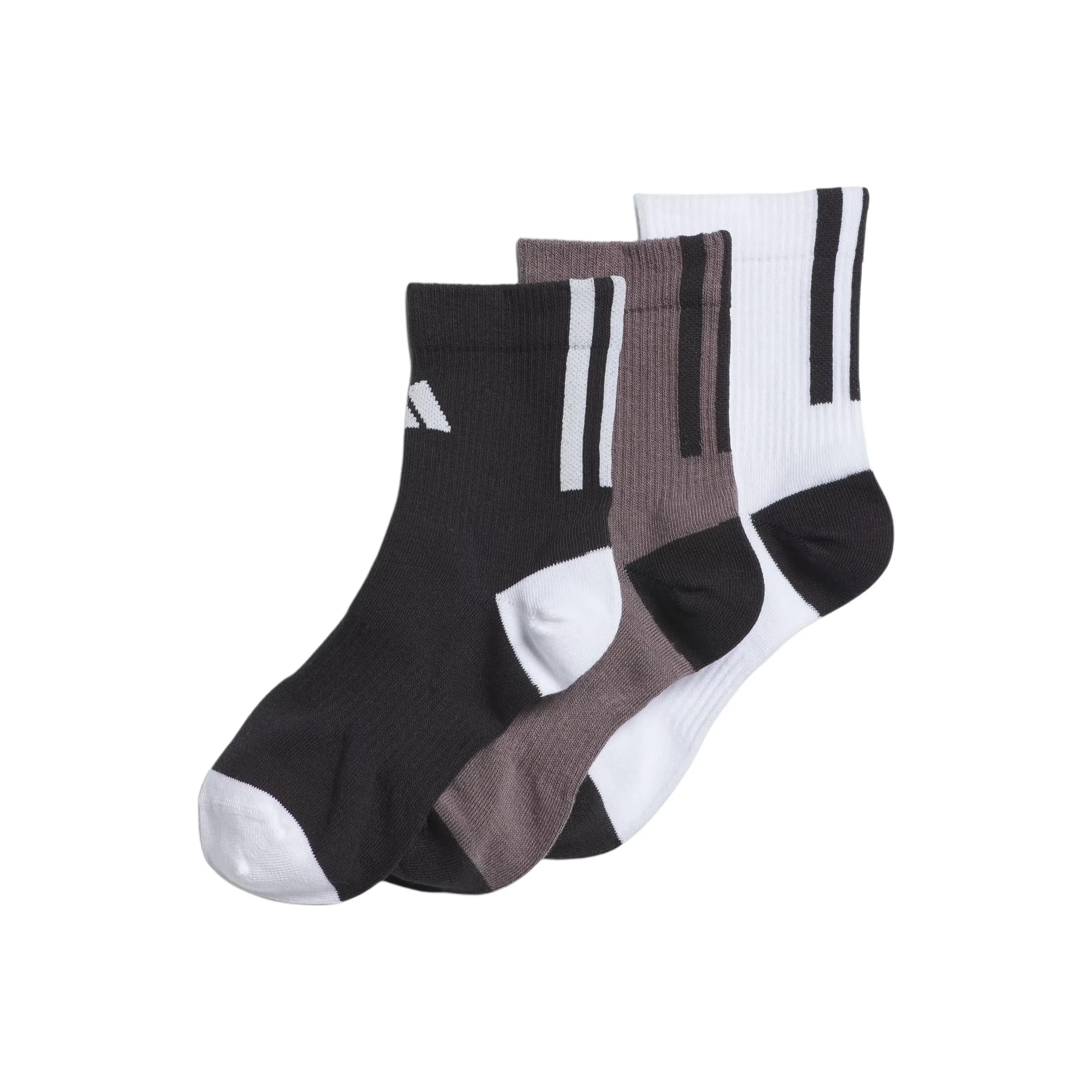 Adidas 3 шт Черный+Коричневый+Белый Kids Носки
