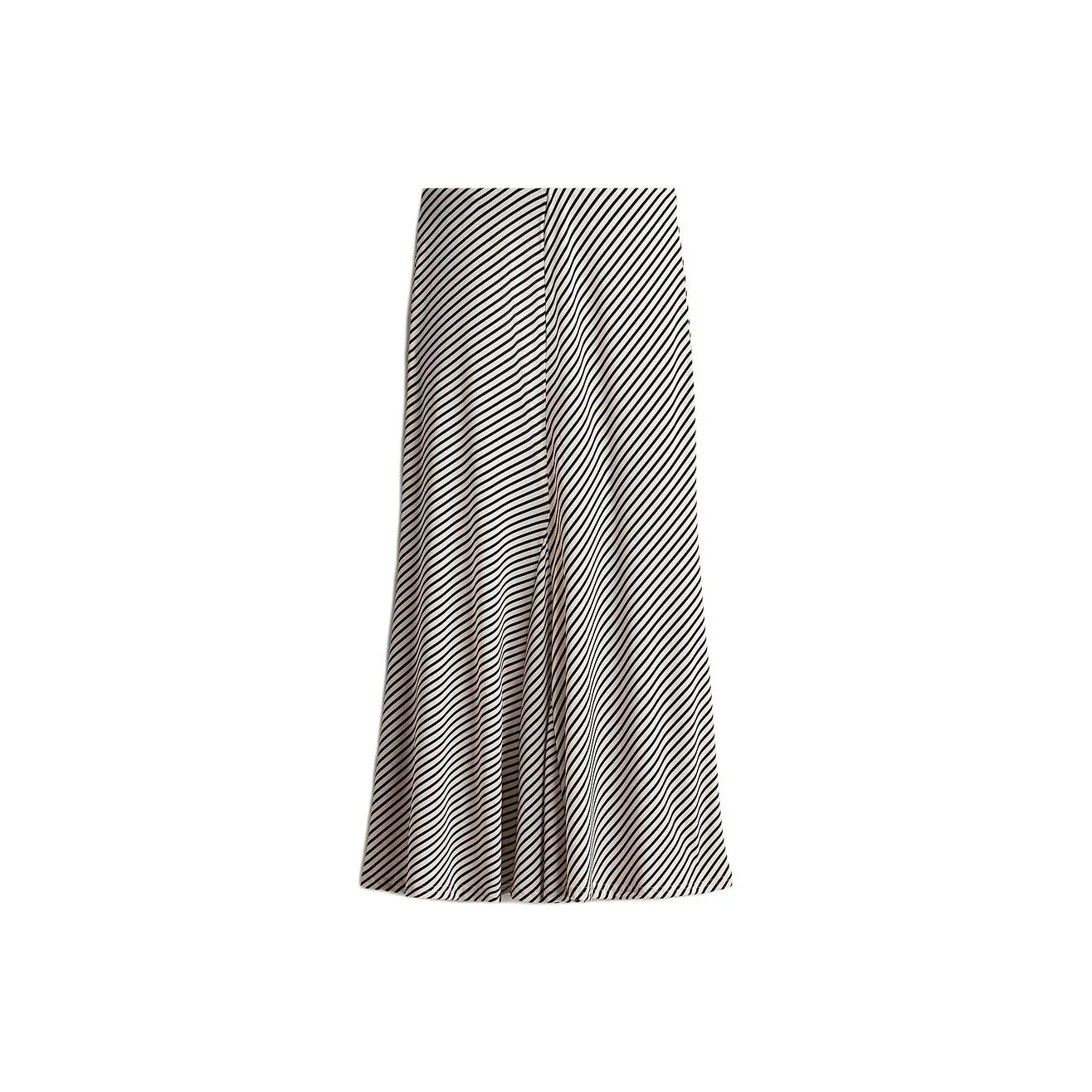 H&M Casual Long Skirt Women's White/Black Stripes