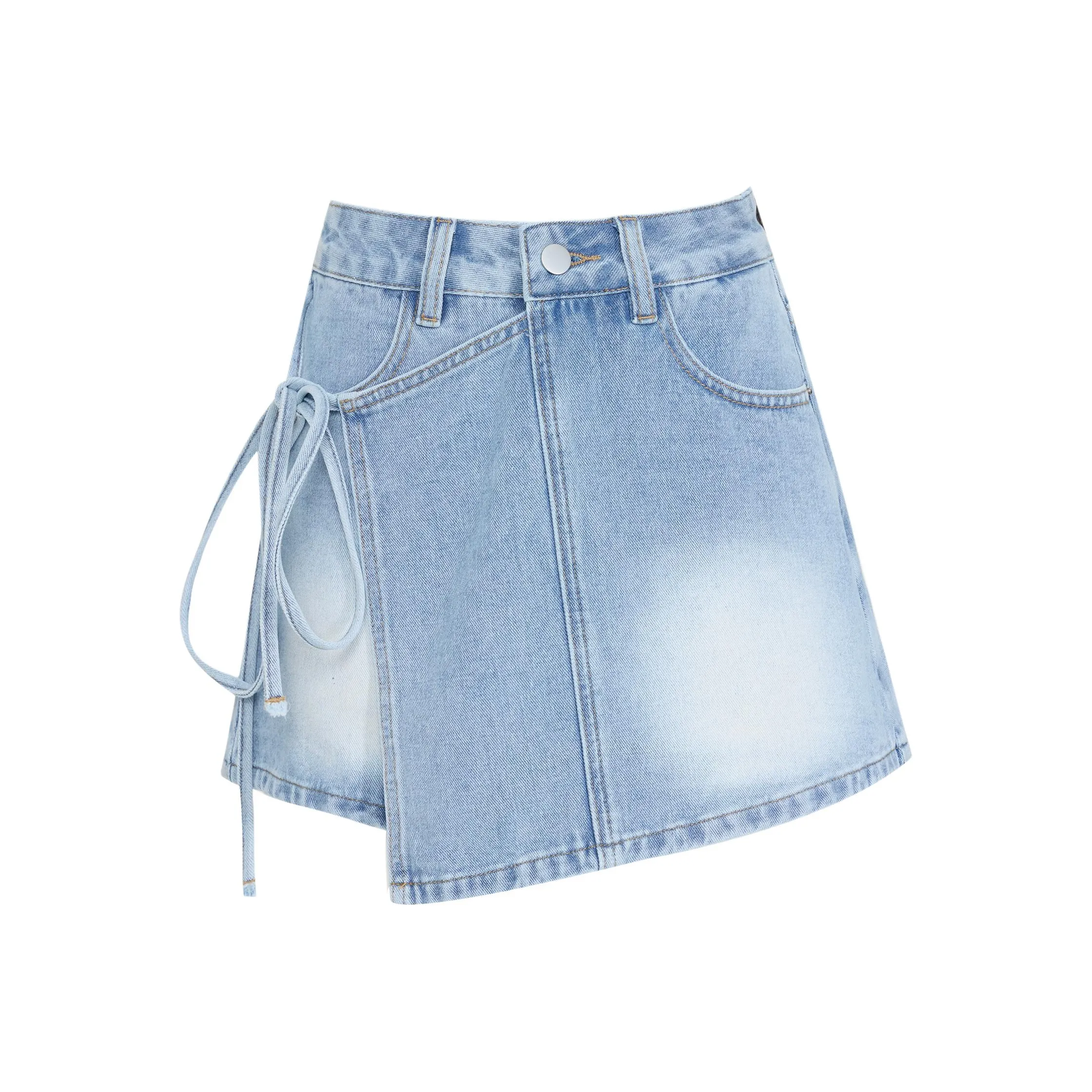 OROI Джинсовые короткие юбки Женские Ремень