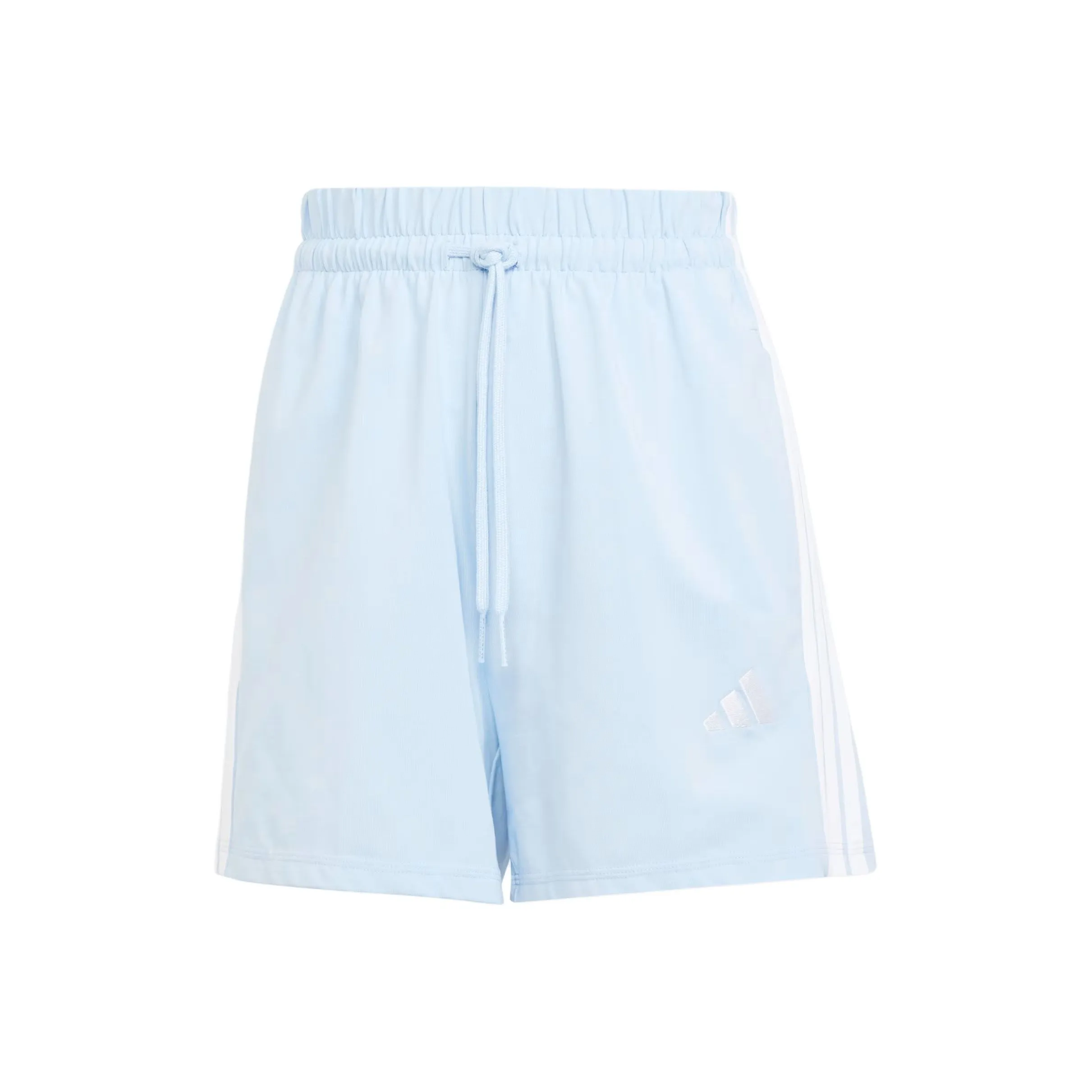 Adidas Women's Essentials 3 Stripes Cotton Shorts Glow Blue/White