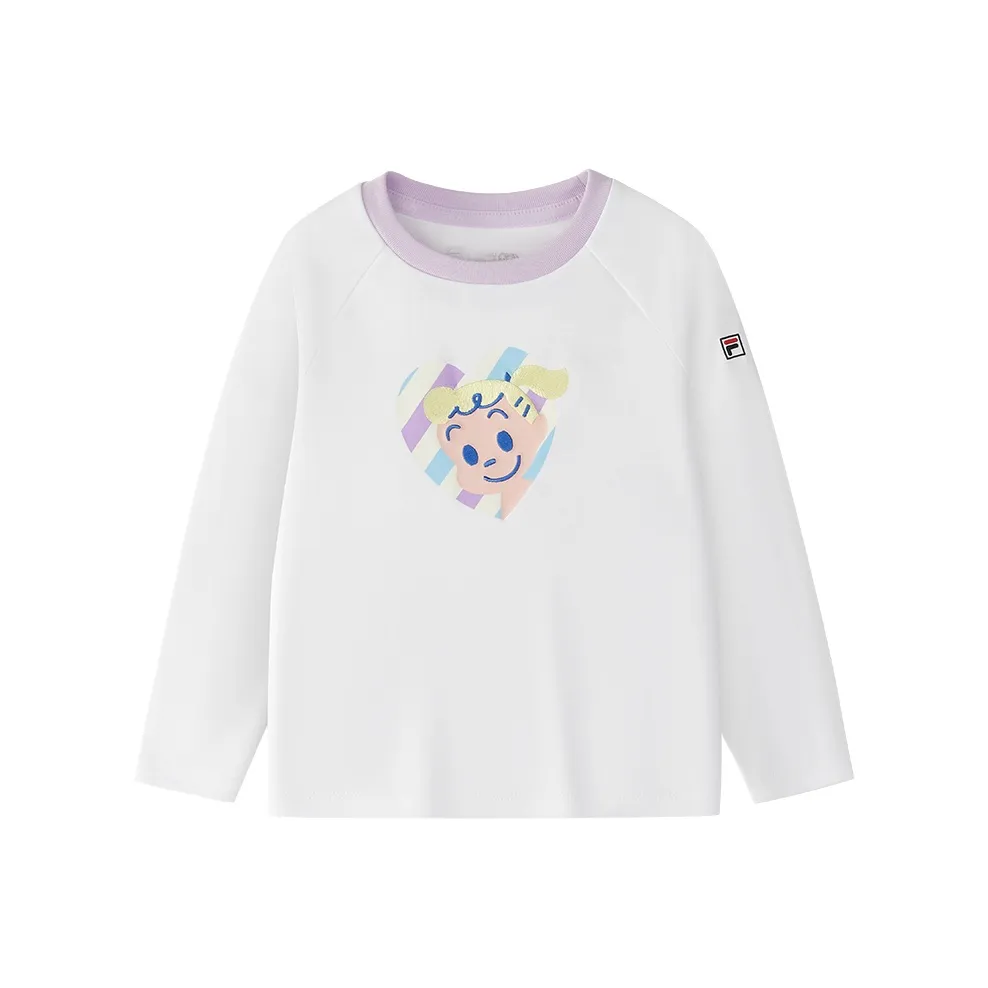 FILA KIDS x YUANTIANZHI LIANMINGKUAN Длинный рукав Т-рубашка Облачный белый для детей 3-7 лет