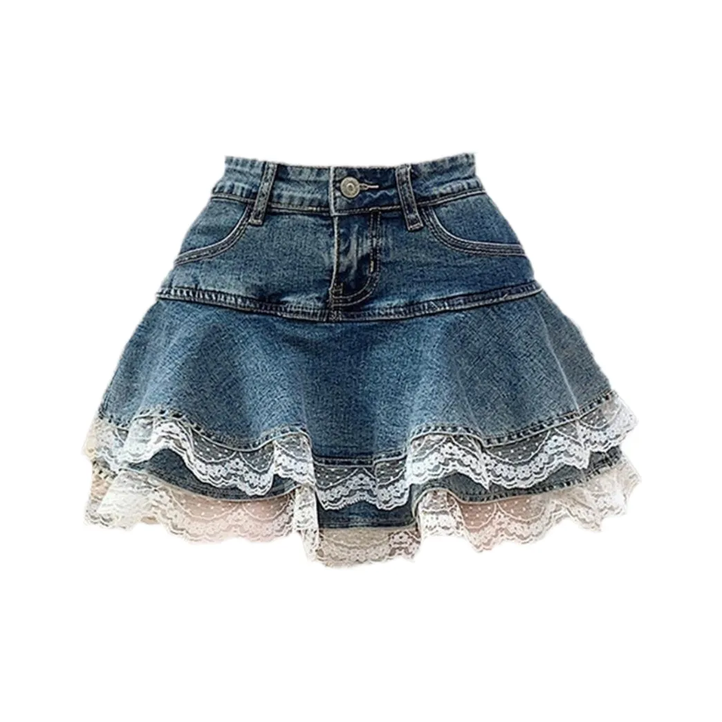 ABBY GODDESS Джинсовые короткие юбки Женские Синие