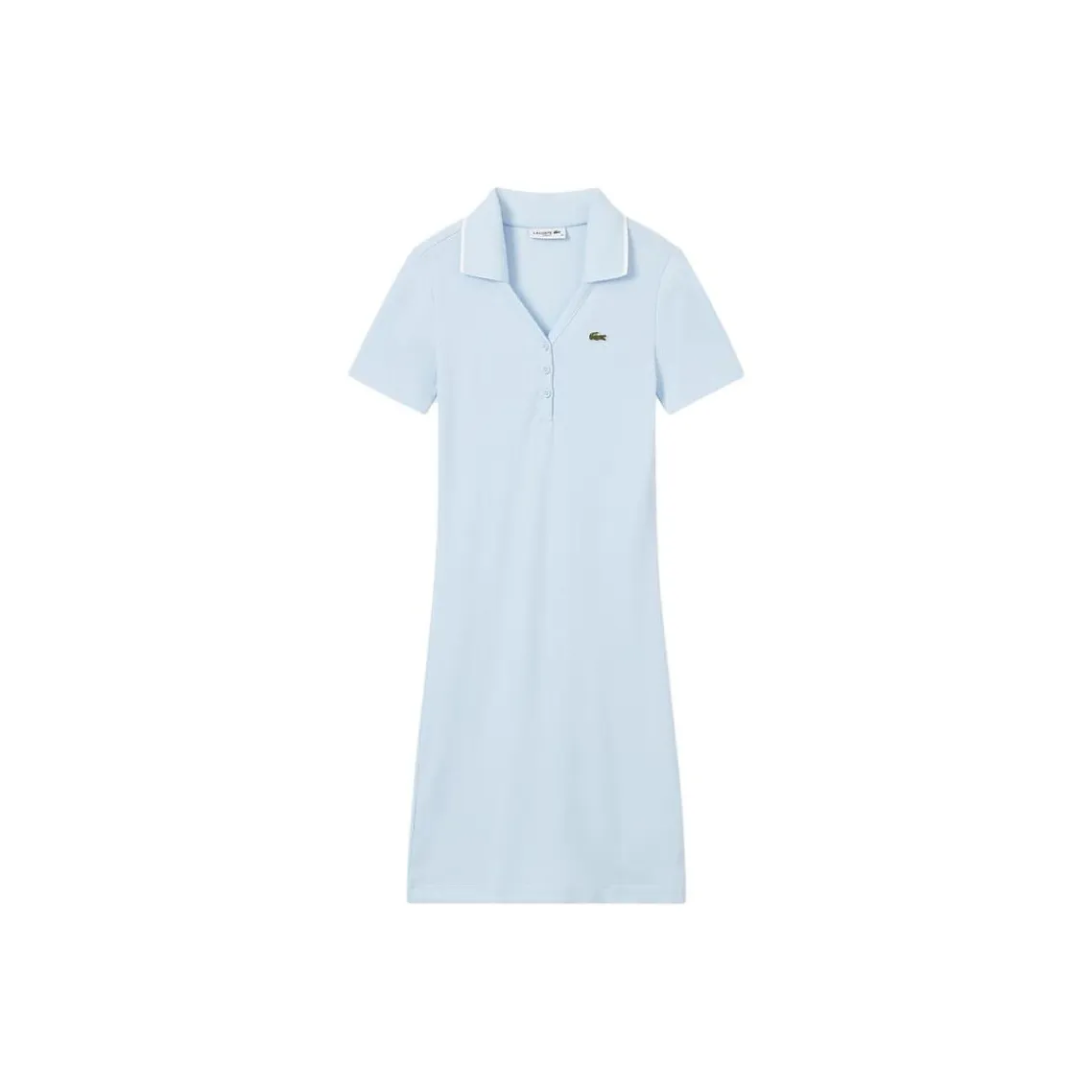 LACOSTE SS25 Short Sleeved Dress Women's Light Blue/White