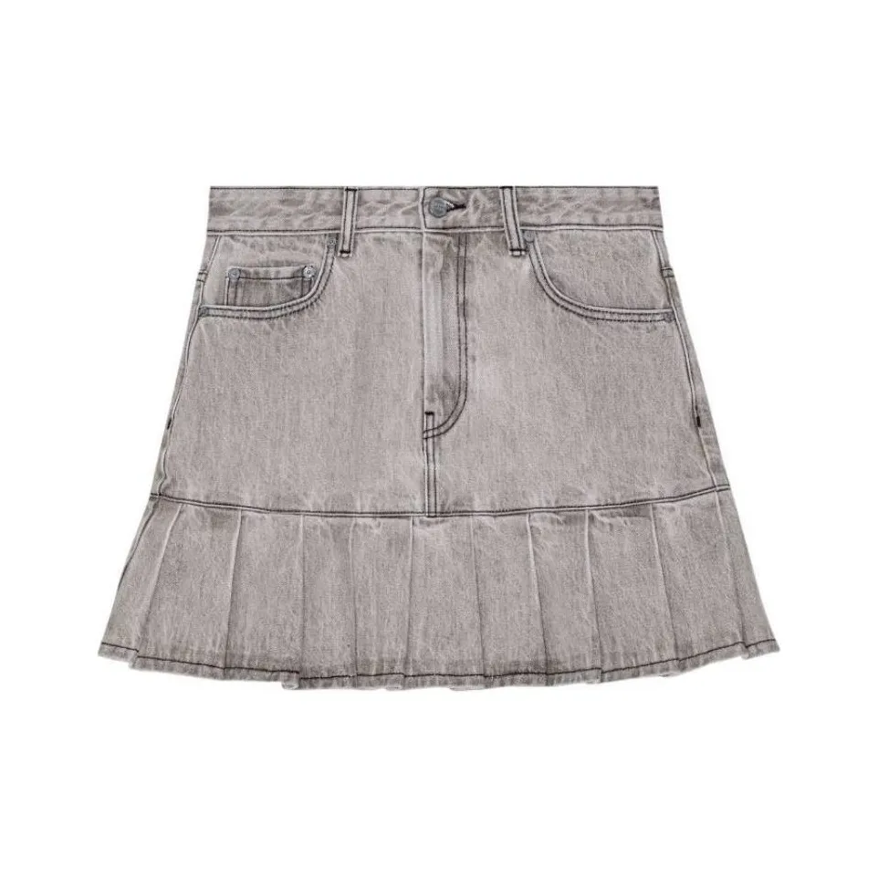 GANNI Future Denim Pleated Mini Skirt