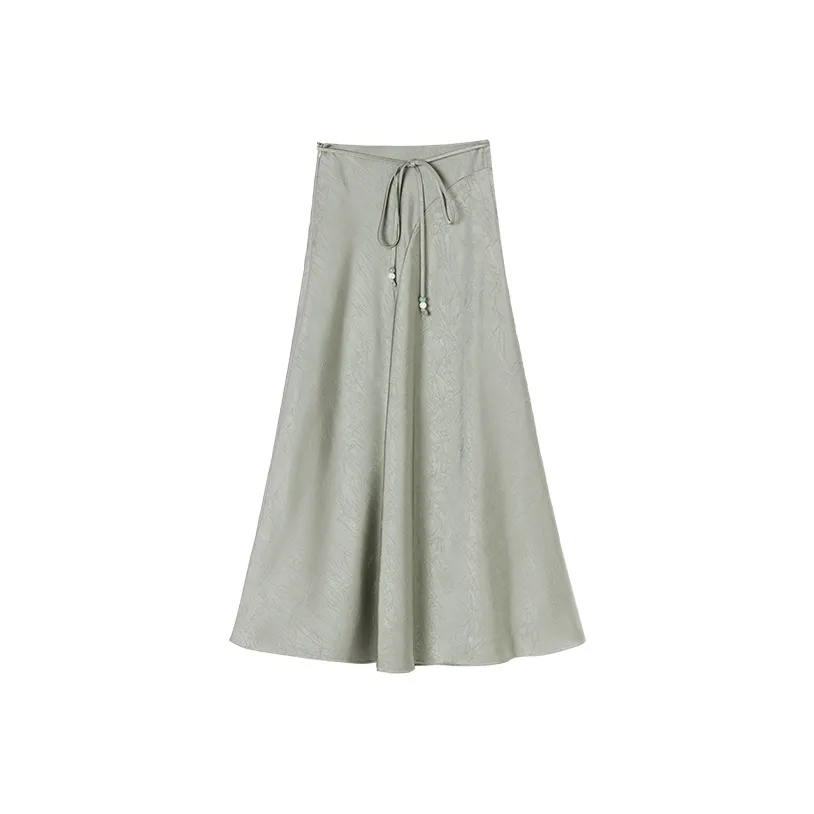XIANGYING Повседневная длинная юбка женская светло-зеленая