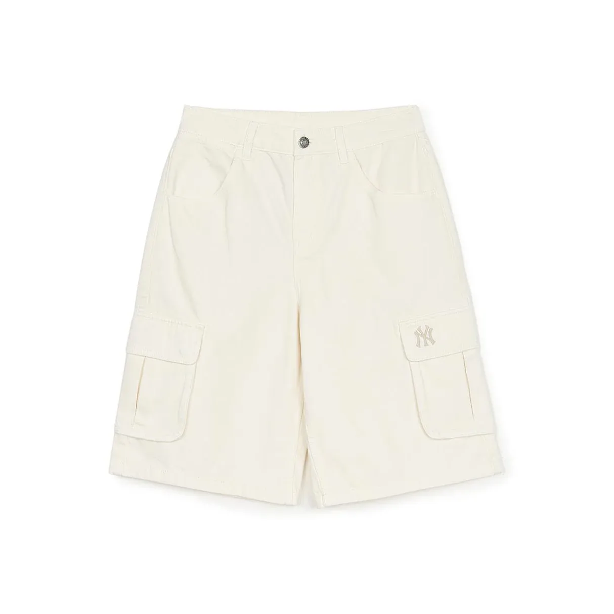 Mlb Base Logo Denim Collection New York Yankees Базовые Cargo Джинсовые шорты Женские Крем
