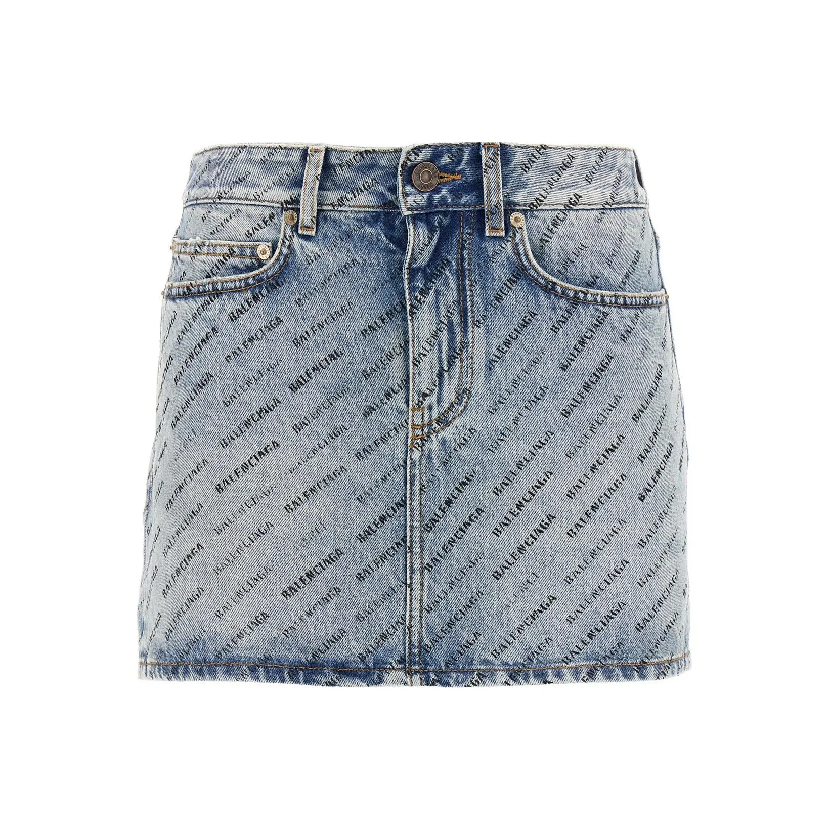 Balenciaga Logo print Denim Mini Skirt
