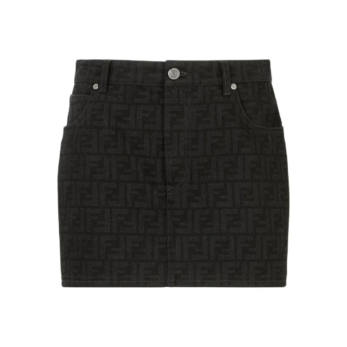 FENDI Logo Detailed Denim Mini Skirt