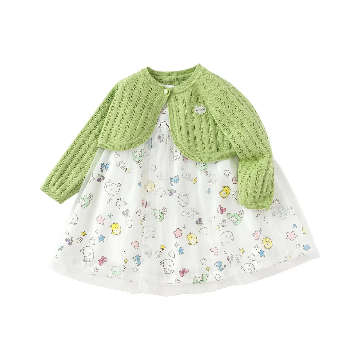 Комплект для малышей и детей дошкольного возраста BALABALA с юбкой белый и зеленый цвет