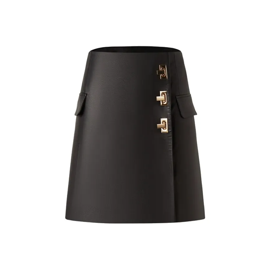 KARL LAGERFELD Кожаные короткие юбки Женские Черный