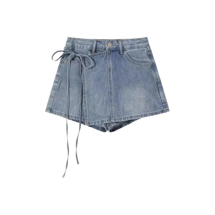 ZXZA Джинсовые короткие юбки Женские Светло-синие