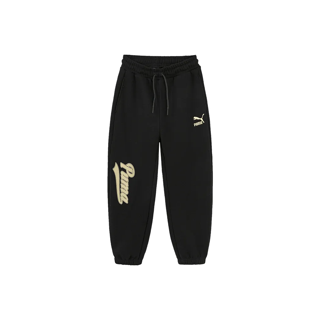 Детские PUMA Вязаные Тренировочные Штаны Sportstyle Collection Pants WISETHERMA Логотип FL B Черный