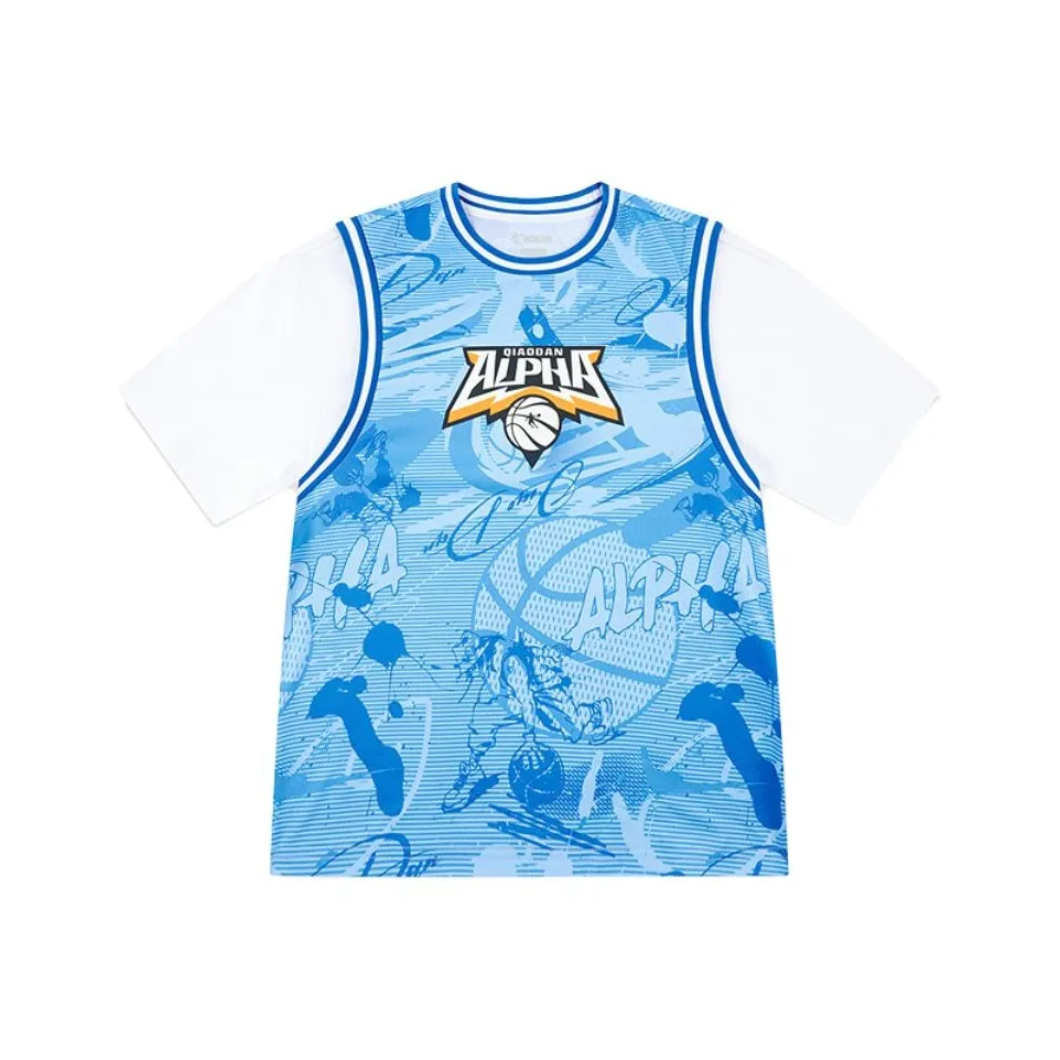 QIAODAN T-рубашка Каролина синий с принтом по всей поверхности